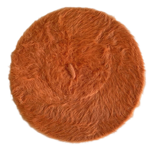Béret en fourrure de lapin de style coréen,-Couleur orange