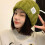 Bonnet tricoté en coton et lin mélangés pour-Macarons Verts 6
