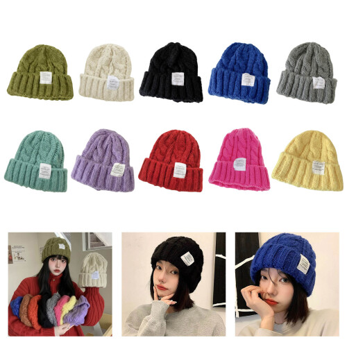 Bonnet tricoté en coton et lin mélangés pour-Macarons Verts 2