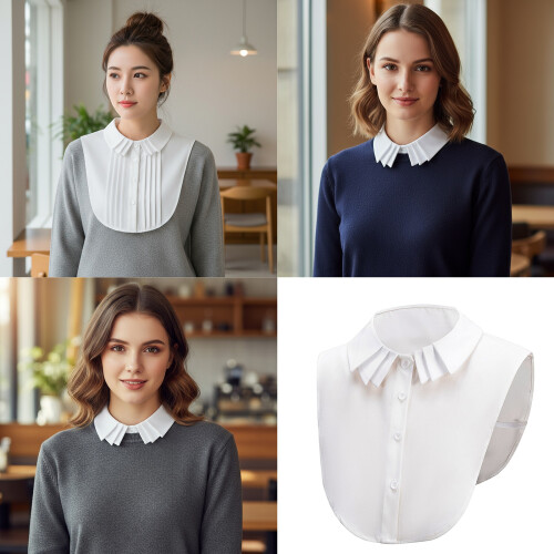 Layered Faux Collar Chiffon Removeable Collar Decorative-Black 2