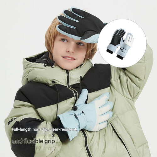 Kinder-Winter-Skihandschuhe mit einfachem Design,-Beige 15 1