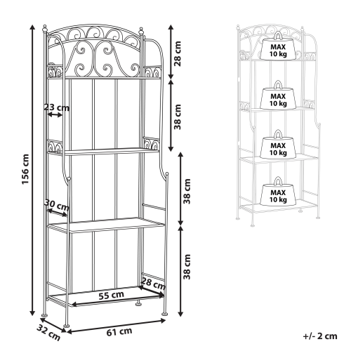 Beliani Shelving Unit PADUA 61 cm 156 cm Metal White 2
