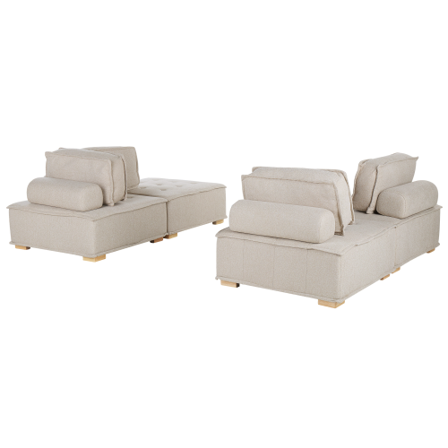 Beliani Modular Living Room Set 4 Seater TIBRO Fabric Light Beige 2