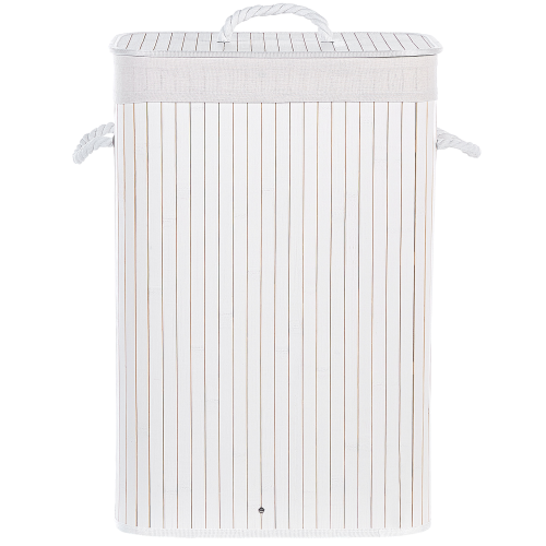 Beliani Laundry Basket KOMARI Bamboo White 72 L 1