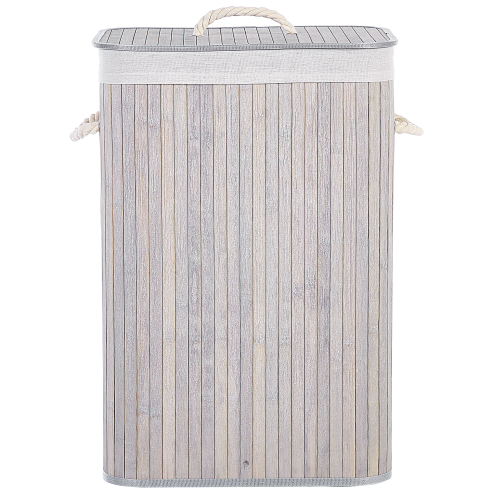 Beliani Laundry Basket KOMARI Bamboo Light Grey 72 L 1