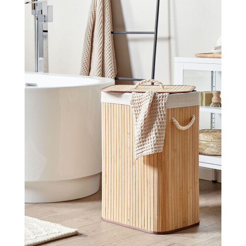 Beliani Laundry Basket KOMARI Bamboo Light Brown 72 L 1