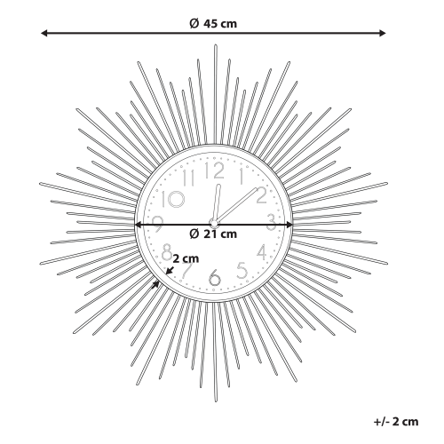 Beliani Wall Clock SOLURA 45 cm Metal Gold 2