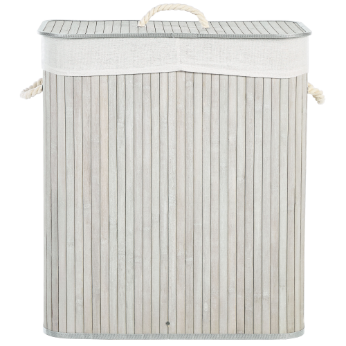 Beliani Laundry Basket KANDY Bamboo Light Grey 100 L 1