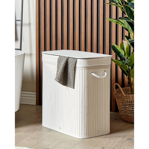 Beliani Laundry Basket KALTHOTA Bamboo White 100 L 1
