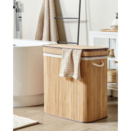 Beliani Laundry Basket KALTHOTA Bamboo Light Brown 100 L 1