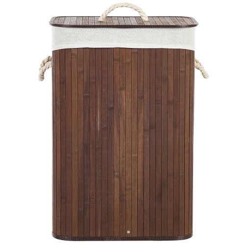 Beliani Laundry Basket KOMARI Bamboo Dark Brown 72 L 1
