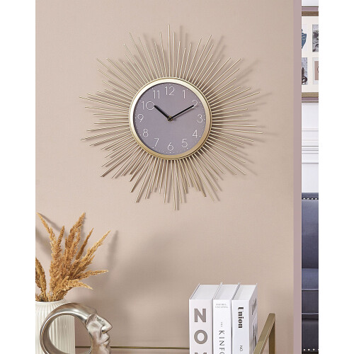 Beliani Wall Clock SOLURA 45 cm Metal Gold 1