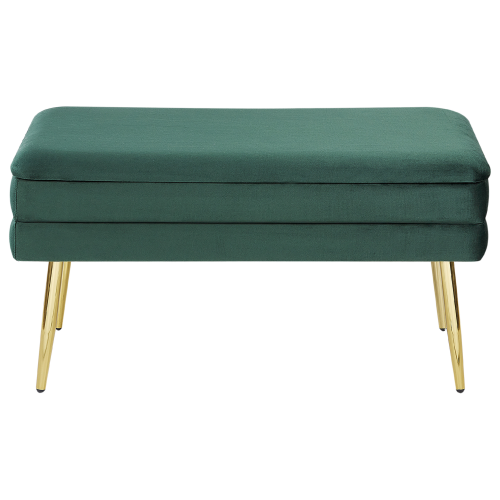 Beliani Upholstered Storage Bench DURHAM Velvet Dark Green 2