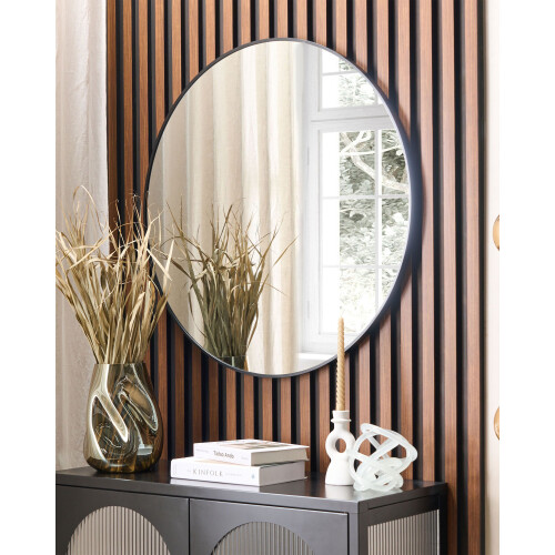 Beliani Wall Mirror ANNEMASSE 80 cm 80 cm Metal Black 1