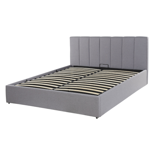 Beliani Ottoman Bed DREUX Fabric Light Grey 140 x 200 cm (EU Double) 2