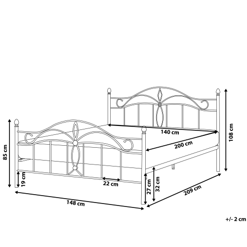 Beliani Bed Metal ANTLIA 140 x 200 cm (EU Double) White 2