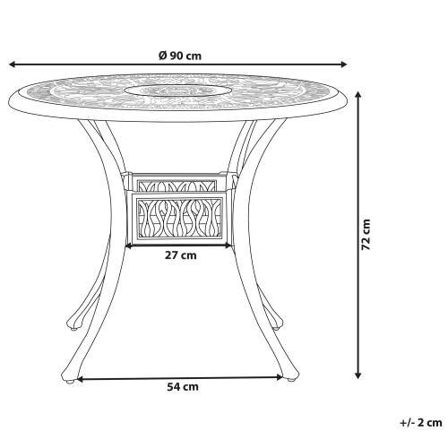 Beliani Bistro Table ANCONA 90 cm 90 cm Metal Off-White 2