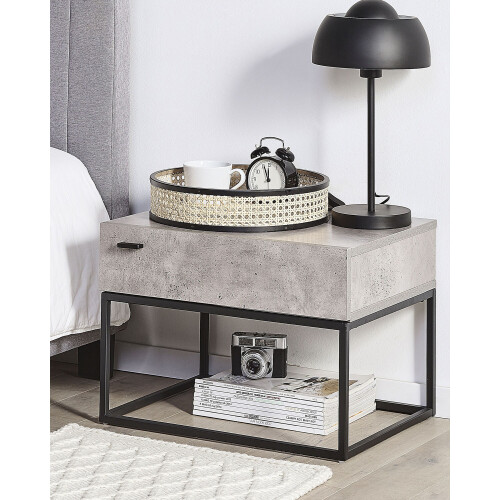 Beliani 1 Drawer Bedside Table CAIRO Light Grey 1