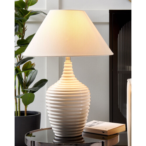 Beliani Table Lamp CELESTE Ceramic Beige 1