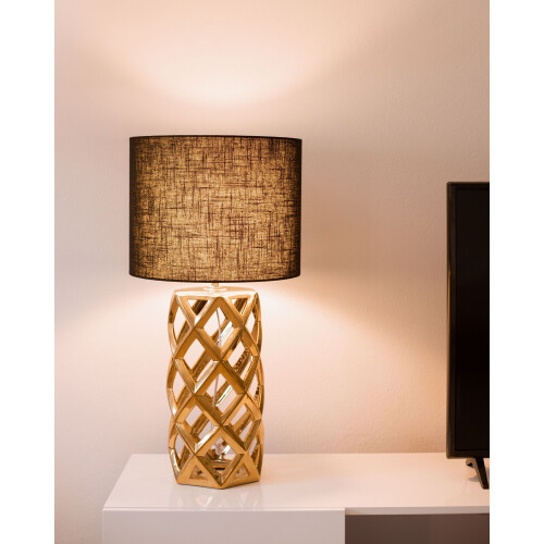 Beliani Table Lamp SELJA Ceramic Gold 1