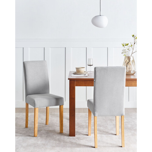 Beliani Set of 2 Dining Chairs BROADWAY Fabric Grey 1