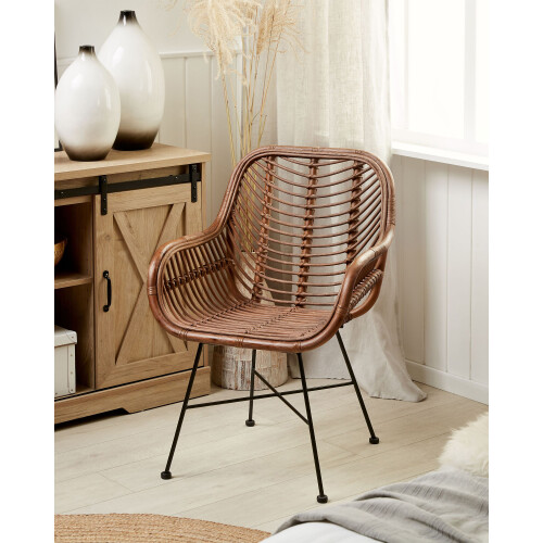Beliani Dining Chair CANORA Rattan Brown 2
