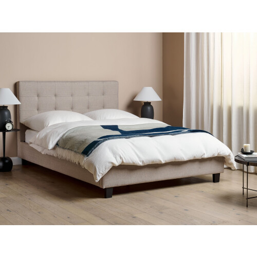 Beliani Bed Fabric LA ROCHELLE 140 x 200 cm (EU Double) Light Grey 2