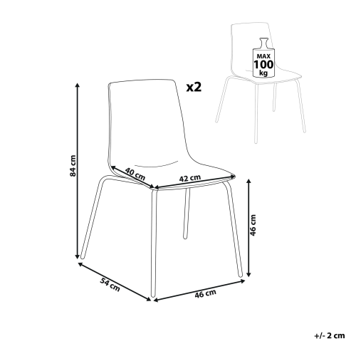 Beliani Set of 2 Dining Chairs SILERTON Transparent 2
