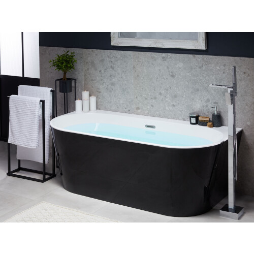 Beliani Back to Wall Bathtub HARVEY 1700 x 800 mm Black/ White 1