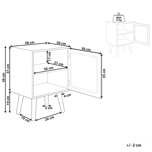 Beliani Bedside Table ALMO Light Paulownia 2