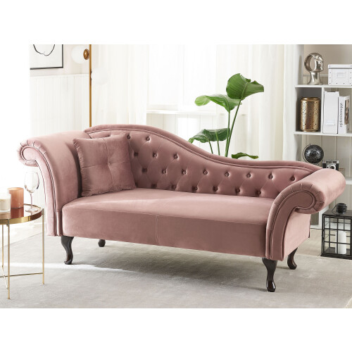 Beliani Left-Hand Chaise Longue LATTES Velvet Pink 1