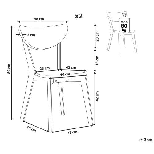 Beliani Set of 2 Dining Chairs ROXBY White 2