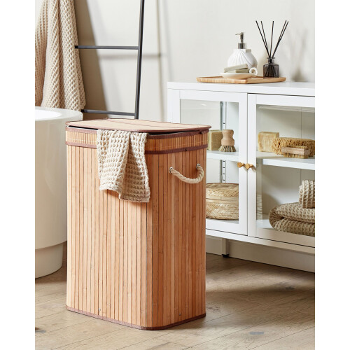 Beliani Laundry Basket KALUTARA Bamboo Light Brown 1