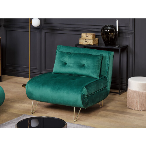 Beliani Single Sofa Bed VESTFOLD Velvet Dark Green 1