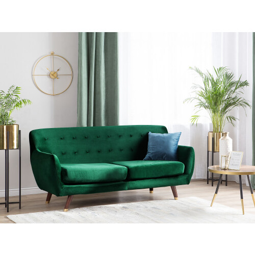Beliani Sofa 3 Seater BODO Velvet Emerald Green 1