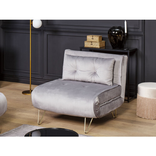 Beliani Single Sofa Bed VESTFOLD Velvet Grey 1