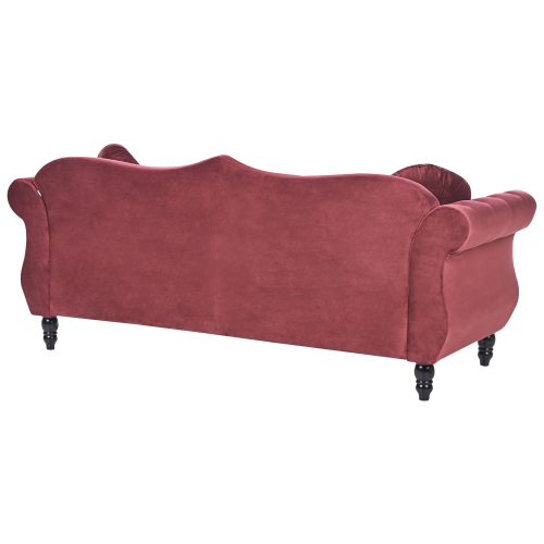 Beliani Sofa 3 Seater SKIEN II Velvet Dark Red 2
