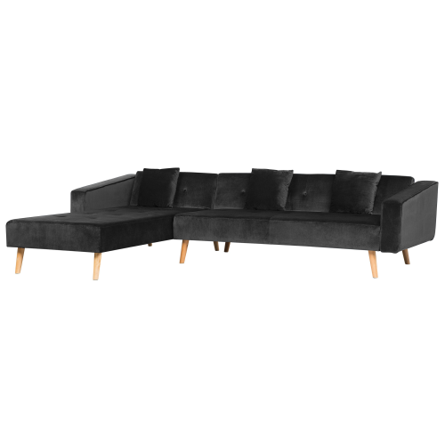 Beliani Corner Sofa Bed 4 Seater VADSO Velvet Black Right Hand 2