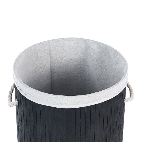 Beliani Laundry Basket SANNAR Bamboo Black 75 L 2