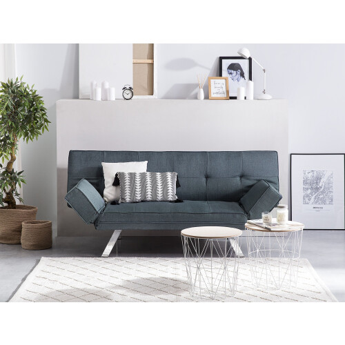 Beliani Sofa Bed 3 Seater BRISTOL Fabric Dark Blue 1