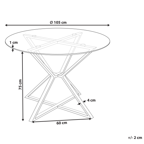Beliani Dining Table BOSCO Silver 105 cm 105 cm Tempered Glass 2