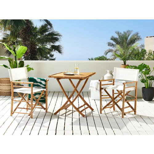 Beliani Bistro Table Folding MOLISE 70 cm 70 cm Bamboo Brown 2