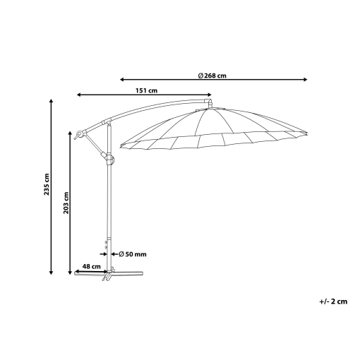 Beliani Cantilever Parasol 268 cm CALABRIA II Light Grey 2