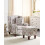 Beliani Wingback Chair HAMAR with Footstool Fabric Light Grey 2