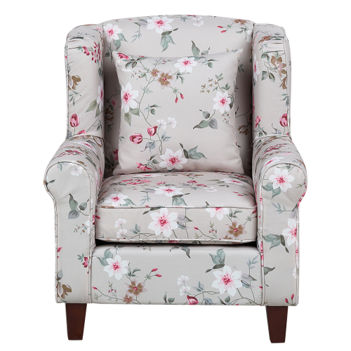 Beliani Wingback Chair HAMAR with Footstool Fabric Light Grey 1