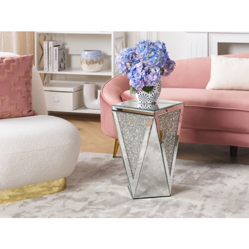 Beliani Side Table LUXEY Glass Mirrored Silver 2