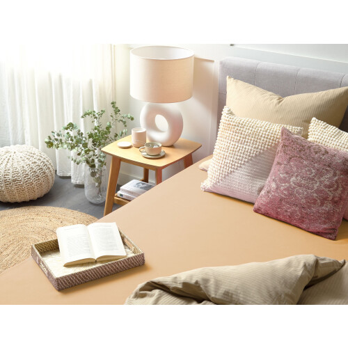 Beliani Fitted Sheet JANBU 180 x 200 cm Cotton Beige 2