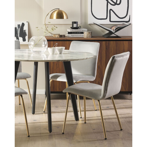 Beliani Set of 2 Dining Chairs RUBIO Velvet Grey 1