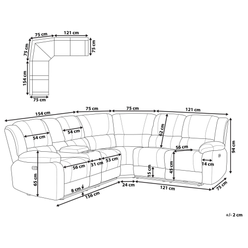 Beliani Manual Recliner Corner Sofa ROKKE Fabric Brown Left Hand 2