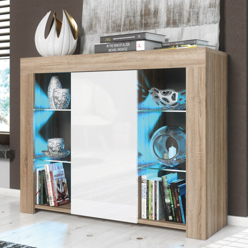 Sideboard 97cm Harbor - Oak & White Gloss Doors